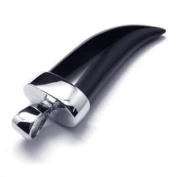 Colar Com Pingente De Lança De Ônix De Titânio Puro Masculino