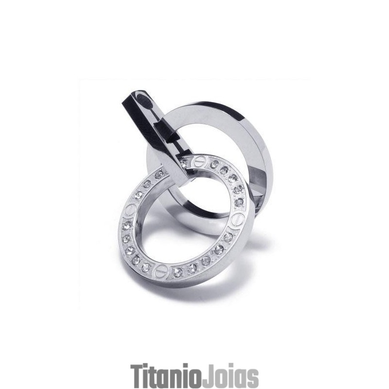 Colar Com Pingente De Anéis De Titânio Puro E Prata Masculino (Novo) Colar Com Pingente De Anéis De Titânio Puro E Prata Masculino (Novo)