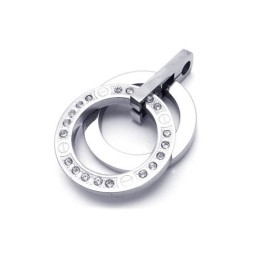 Colar Com Pingente De Anéis De Titânio Puro E Prata Masculino (Novo)