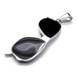Colar Com Pingente De Titânio Puro Modelo Óculos De Sol Preto