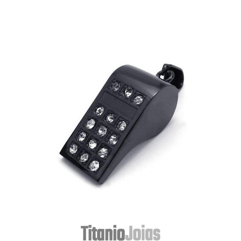 Colar Com Pingente De Apito De Titânio Puro Preto Masculino (Novo) Colar Com Pingente De Apito De Titânio Puro Preto Masculino (Novo)