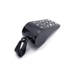 Colar Com Pingente De Apito De Titânio Puro Preto Masculino (Novo)