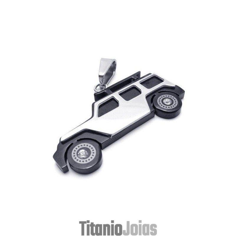 Colar Com Pingente Jeep De Titânio Puro E Preto Prateado Masculino Colar Com Pingente Jeep De Titânio Puro E Preto Prateado Masculino