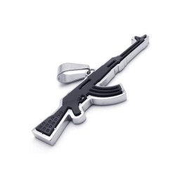 Colar Com Pingente De Rifle Ak47 De Titânio Puro Dourado Masculino