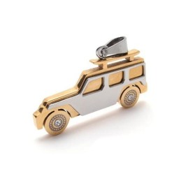 Colar Com Pingente Jeep De Titânio Puro Dourado Masculino