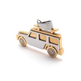 Colar Com Pingente Jeep De Titânio Puro Dourado Masculino
