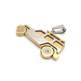 Colar Com Pingente Jeep De Titânio Puro Dourado Masculino