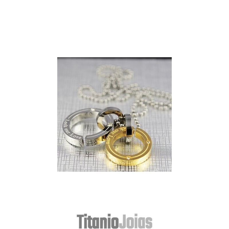 Pingente De Titânio Lock Our Love Sweetheart Lovers Circle