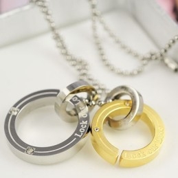 Pingente De Titânio Lock Our Love Sweetheart Lovers Circle