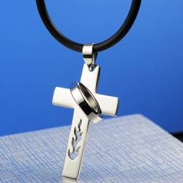 Colar Com Pingente De Cruz De Titânio Flame Para Meninos