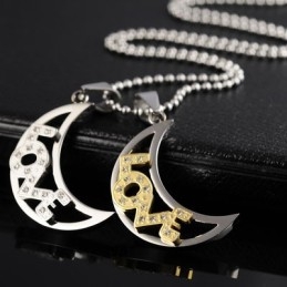 Colares E Pingentes Love The Moon Sweetheart Lovers Titanium