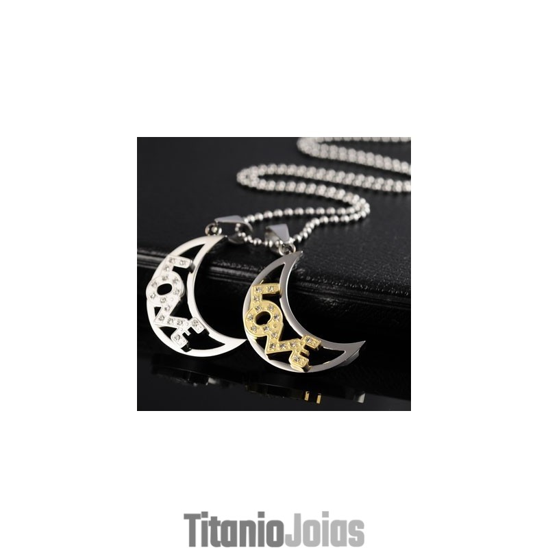 Colares E Pingentes Love The Moon Sweetheart Lovers Titanium