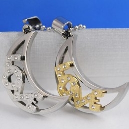 Colares E Pingentes Love The Moon Sweetheart Lovers Titanium
