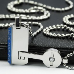 Colar Com Pingente De Titânio Lock And Key Sweetheart Lovers