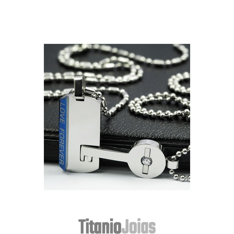 Colar Com Pingente De Titânio Lock And Key Sweetheart Lovers Colar Com Pingente De Titânio Lock And Key Sweetheart Lovers
