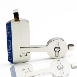Colar Com Pingente De Titânio Lock And Key Sweetheart Lovers