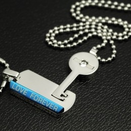 Colar Com Pingente De Titânio Lock And Key Sweetheart Lovers
