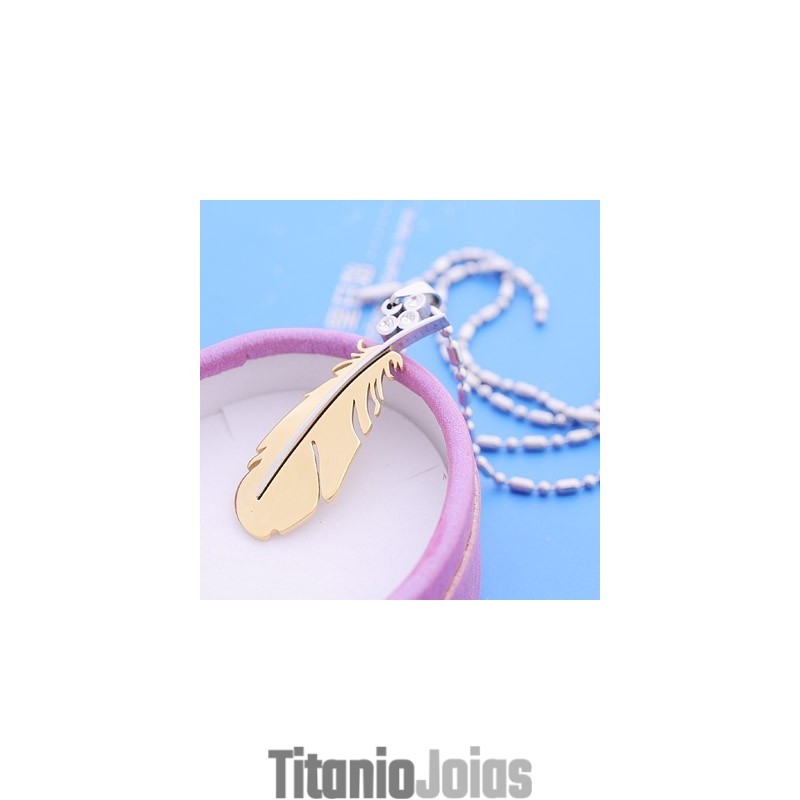 Colar Com Pingente De Titânio Com Pena Voadora Da Moda Colar Com Pingente De Titânio Com Pena Voadora Da Moda