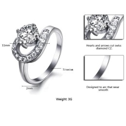 Anel Feminino De Titânio De Alta Qualidade Com Strass