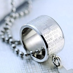 Colar Com Pingente De Titânio E Anel De Presente Da Moda