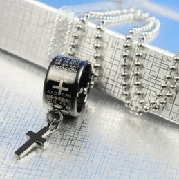 Anel E Pingente De Colar De Titânio Preto Com Cruz E Presente Da Moda