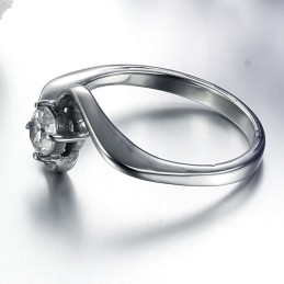 Anel Feminino De Titânio Com Strass De Renome Mundial