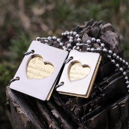 Colar De Titânio Para Casais Carta De Amor Exclusiva Para Casais