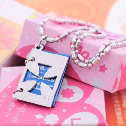 Colar Com Pingente De Cruz De Titânio Com Letra De Amor Romântica