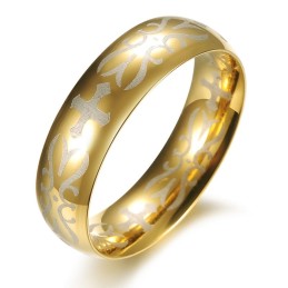 Anel Masculino De Titânio Dourado De Qualidade Superior