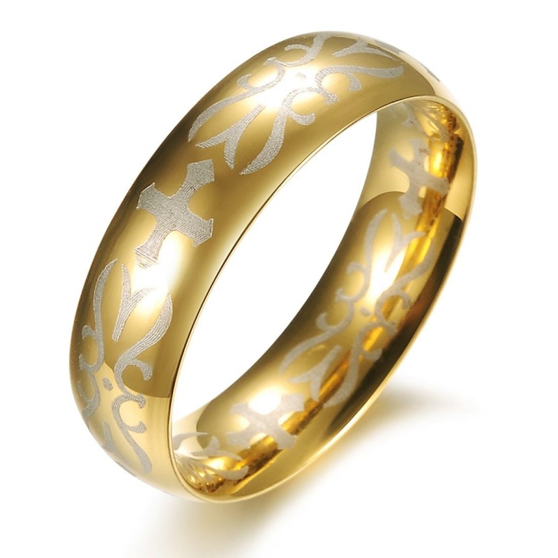 Anel Masculino De Titânio Dourado De Qualidade Superior Anel Masculino De Titânio Dourado De Qualidade Superior