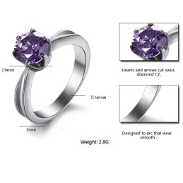 Anel Feminino De Titânio Com Diamante Roxo, Vendendo Bem Em Todo O Mundo