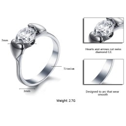 Anel De Titânio Feminino De Qualidade Estável Com Strass