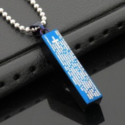 Colar Com Pingente De Titânio Azul Cuboide Da Moda Para Homens