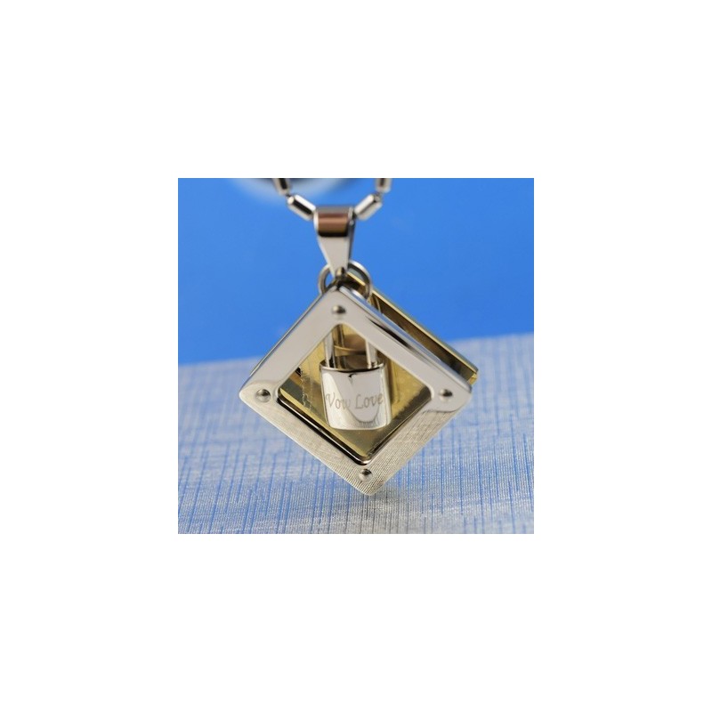 Colar Com Pingente De Titânio Wow Love Sweetheart Lock Colar Com Pingente De Titânio Wow Love Sweetheart Lock