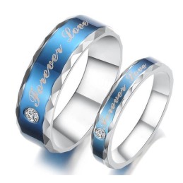 Anel De Titânio Azul Durável Para Amantes