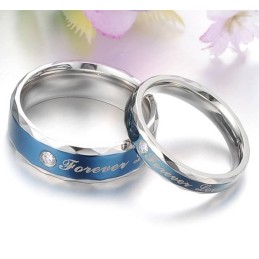 Anel De Titânio Azul Durável Para Amantes