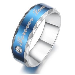 Anel De Titânio Azul Durável Para Amantes