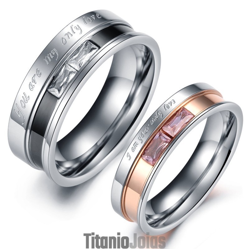 Anel De Titânio De Alta Qualidade Para Amantes Com Strass Anel De Titânio De Alta Qualidade Para Amantes Com Strass