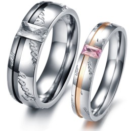Anel De Titânio De Excelente Qualidade Para Amantes Com Strass