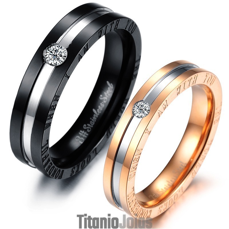 Anel De Titânio De Qualidade Confiável Para Amantes Com Strass Anel De Titânio De Qualidade Confiável Para Amantes Com Strass