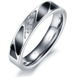 Anel De Titânio De Alta Qualidade Para Amantes Com Diamante
