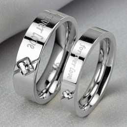 Anel De Titânio Com Strass Para Amantes