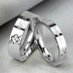 Anel De Titânio Com Strass Para Amantes