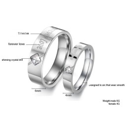 Anel De Titânio Com Strass Para Amantes