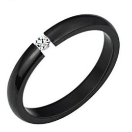 Anel De Titânio Preto E Branco De Alta Qualidade Para Amantes Com Strass