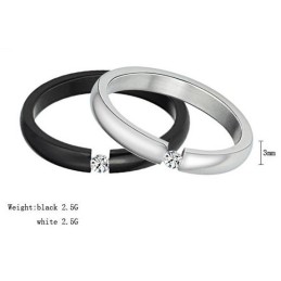 Anel De Titânio Preto E Branco De Alta Qualidade Para Amantes Com Strass