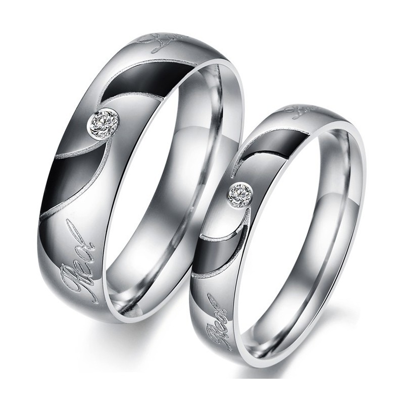 Anel De Titânio Preto De Alta Qualidade Para Amantes Com Diamante Anel De Titânio Preto De Alta Qualidade Para Amantes Com Diamante