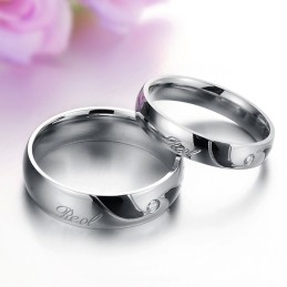 Anel De Titânio Preto De Alta Qualidade Para Amantes Com Diamante
