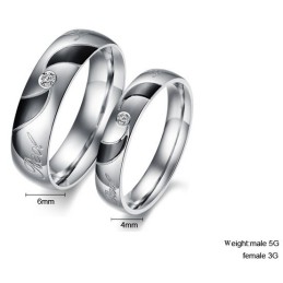 Anel De Titânio Preto De Alta Qualidade Para Amantes Com Diamante