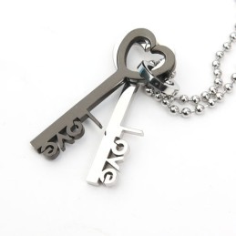 Colar Com Pingente De Titânio Love Key Sweetheart Lovers